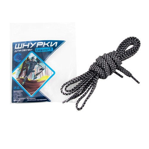 Купить шнурки следопыт плоские,ширина 0,7 см,длина 120 см,черно-серый в Волгограде