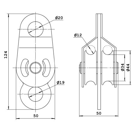  Блок-ролик Орион-Альп двойной сталь с подшипником в Волгограде  